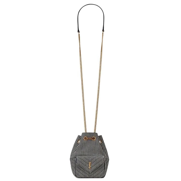 Saint Laurent Nano Bucket Bag Deep Marine/Soft Cream