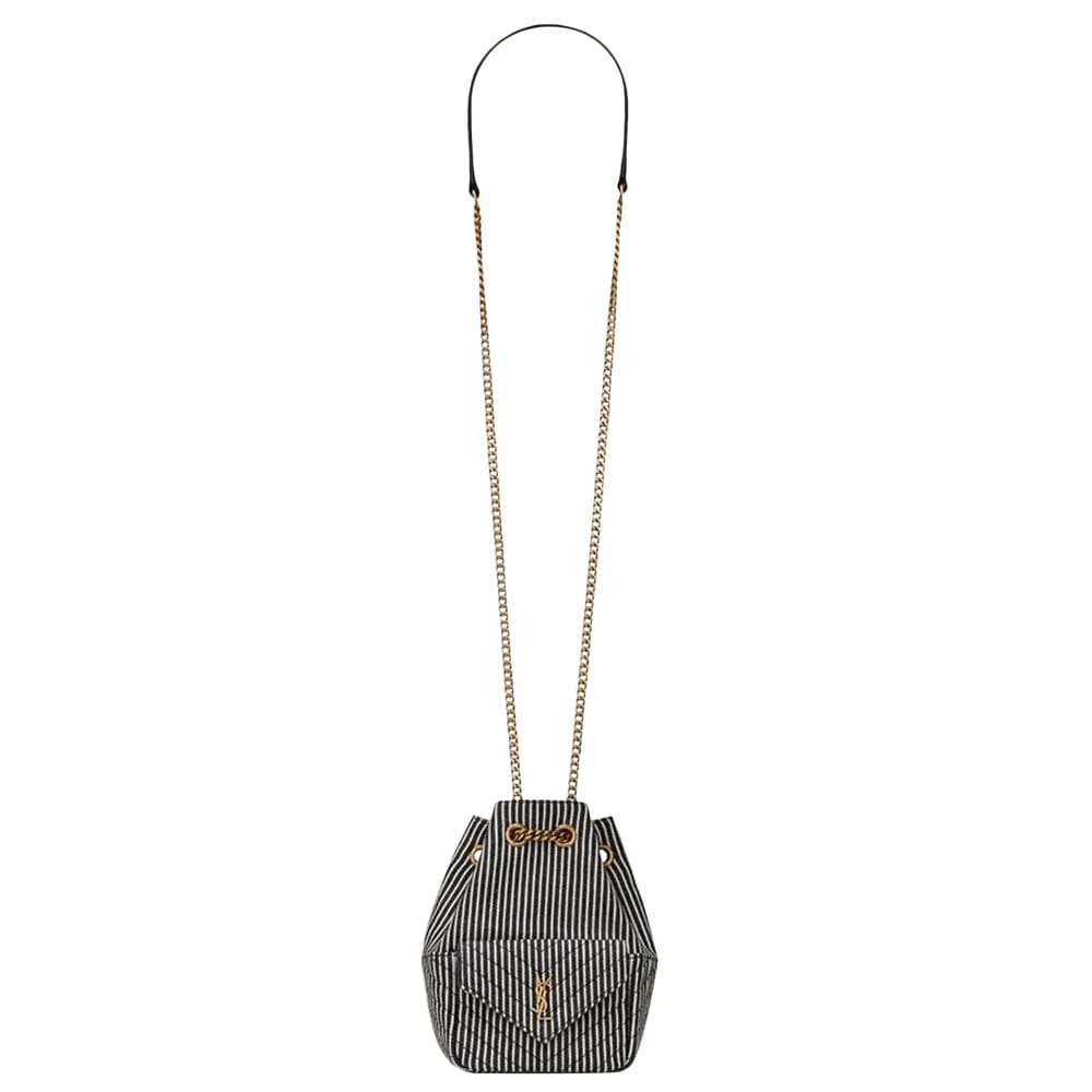 Saint Laurent Nano Bucket Bag Deep Marine/Soft Cream