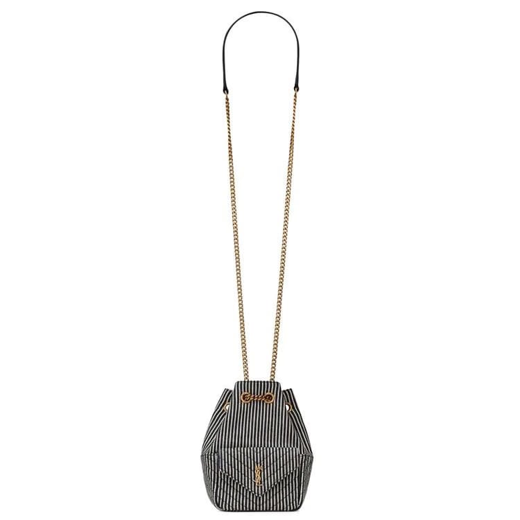 Saint Laurent Nano Bucket Bag Deep Marine/Soft Cream