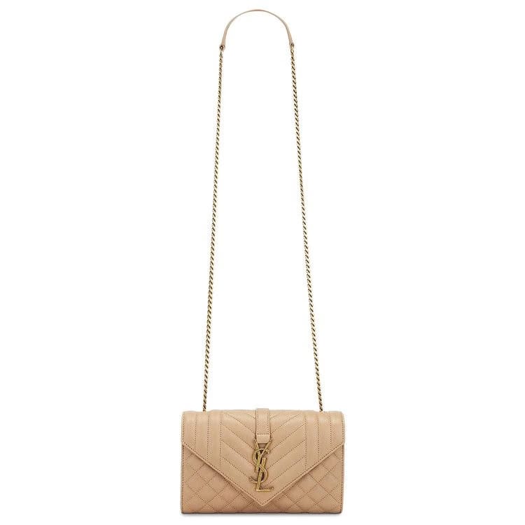 Saint Laurent Envelope Chain Bag Dark Toffee