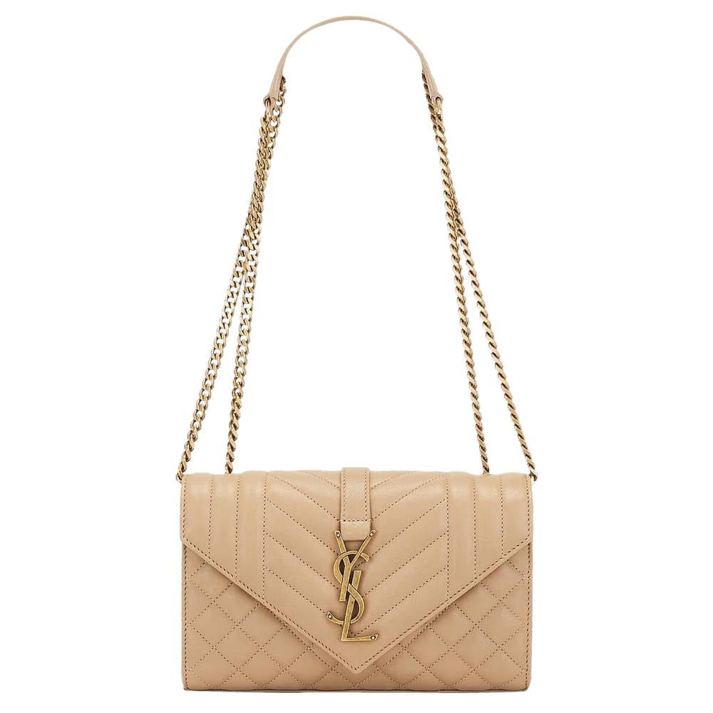Saint Laurent Envelope Chain Bag Dark Toffee