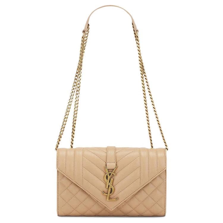 Saint Laurent Envelope Chain Bag Dark Toffee