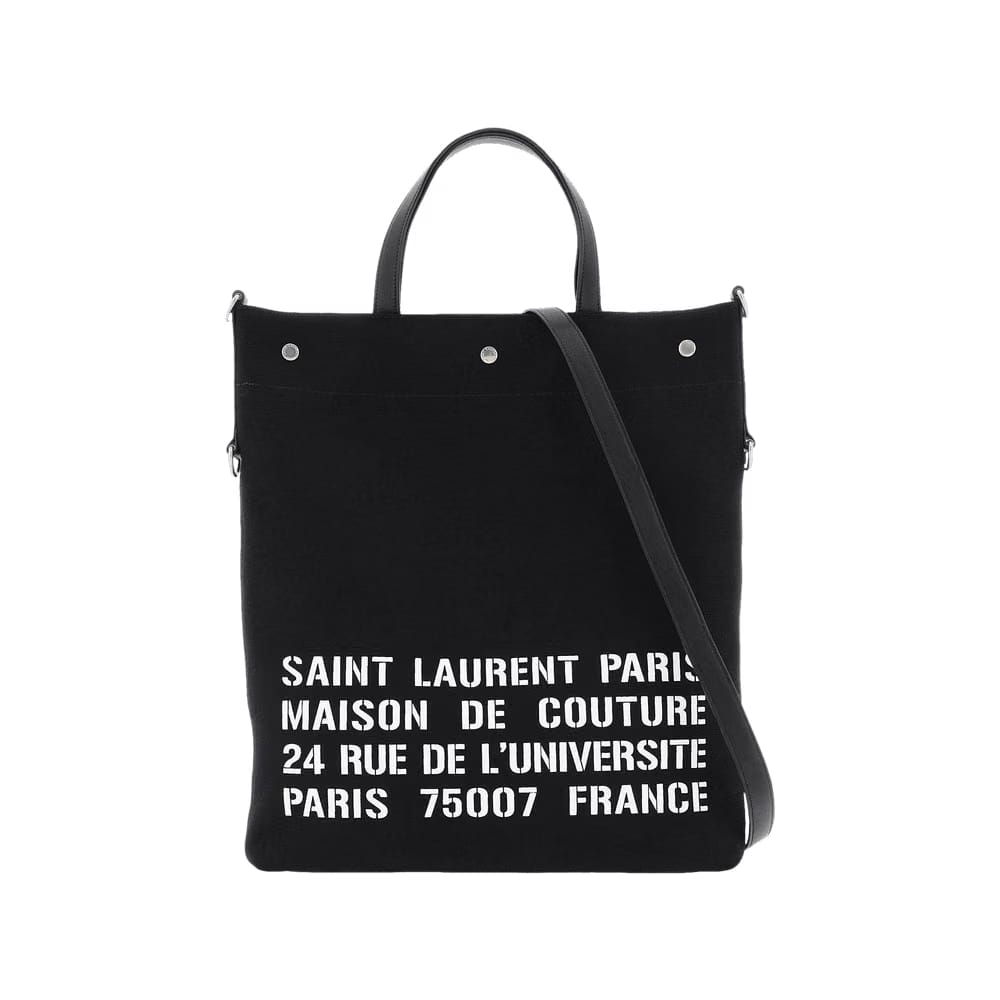 Saint Laurent North/South Universite Tote Bag Black/Soft Cream
