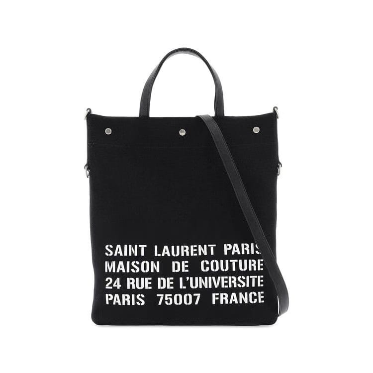 Saint Laurent North/South Universite Tote Bag Black/Soft Cream
