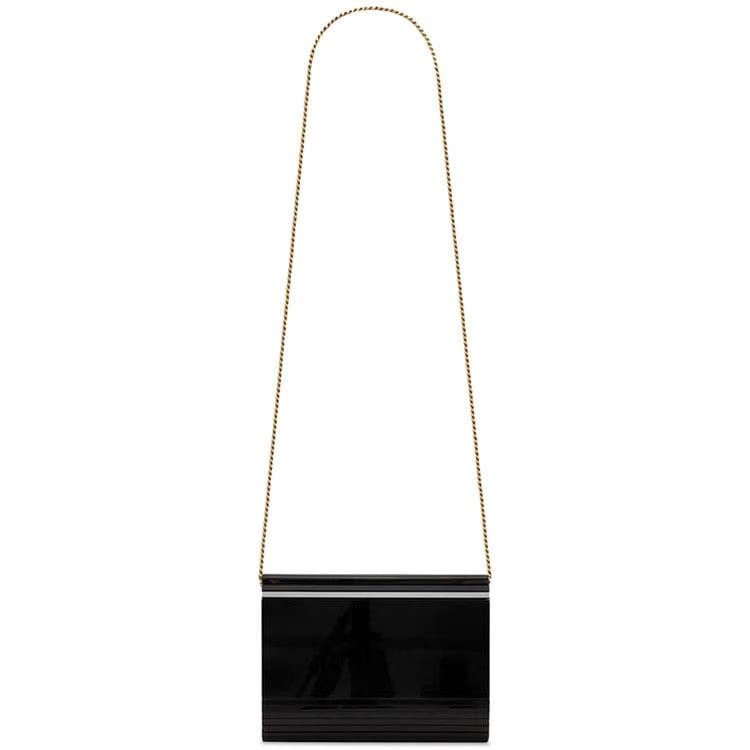 Saint Laurent Logo Plaque Chain Link Crossbody Bag Black