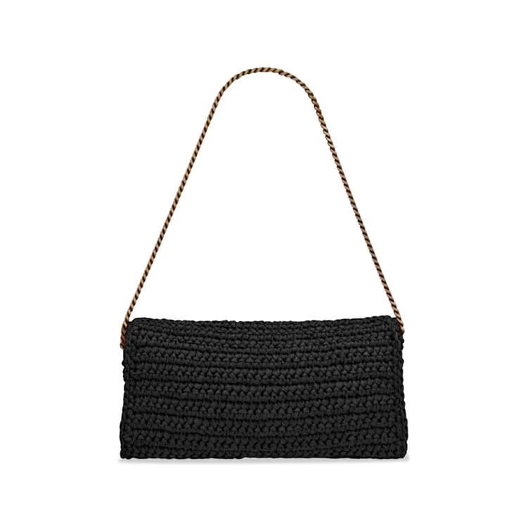 Saint Laurent Kate 99 Woven Shoulder Bag Black