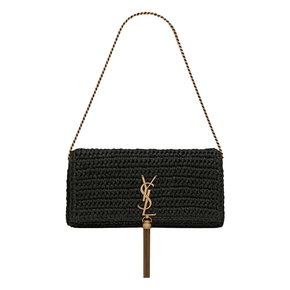 Saint Laurent Kate 99 Woven Shoulder Bag Black