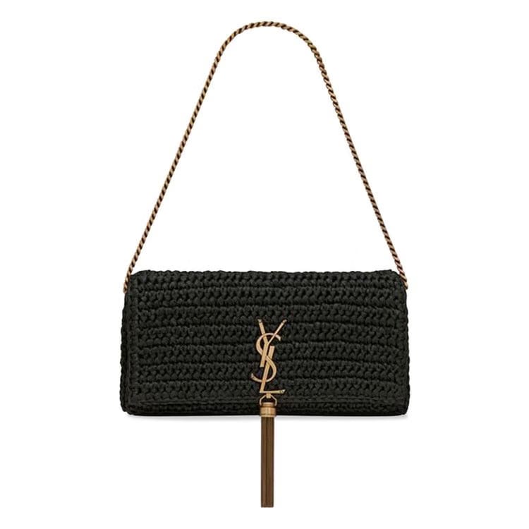 Saint Laurent Kate 99 Woven Shoulder Bag Black