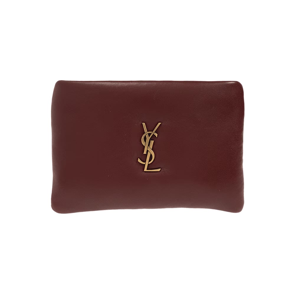 Saint Laurent Mini Calypso Zipped Pouch Dark Bordeaux