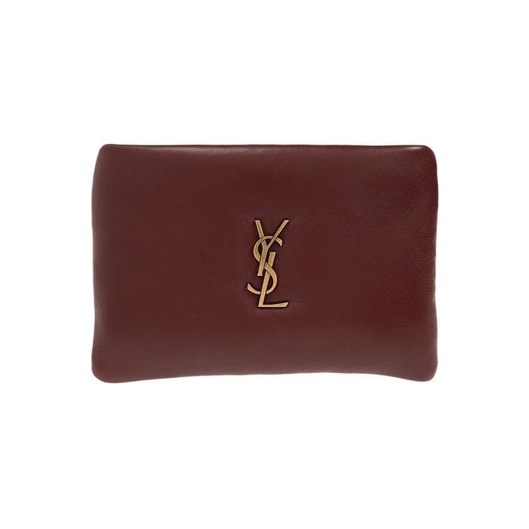 Saint Laurent Mini Calypso Zipped Pouch Dark Bordeaux