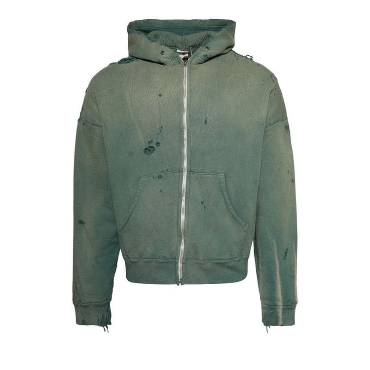 SAINT Mxxxxxx Distressed Zip-Up Hoodie Green