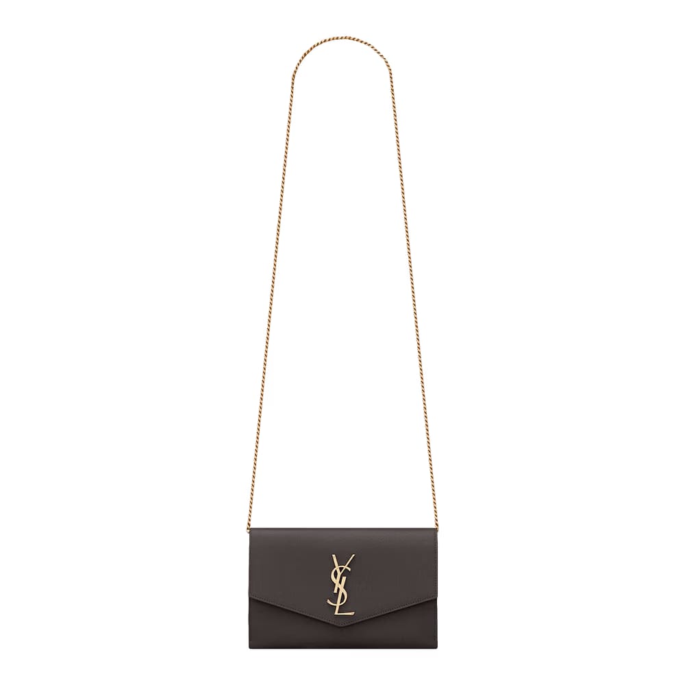 Saint Laurent Uptown Chain Wallet Pebble