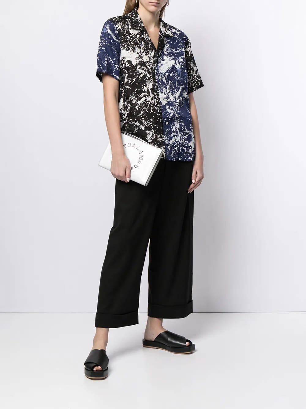 slogan print cropped trousers