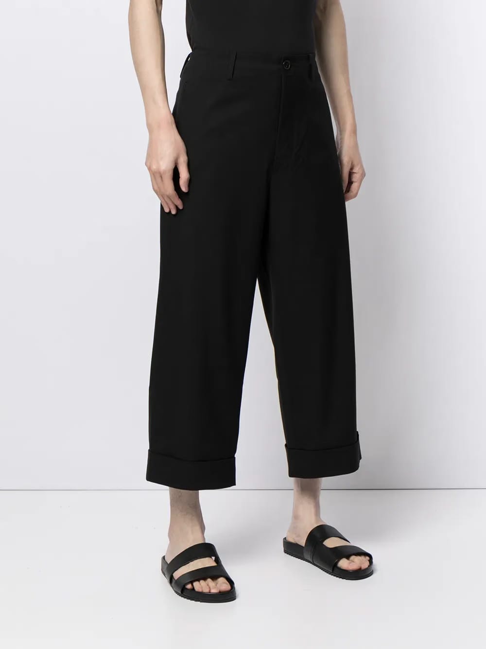 slogan print cropped trousers