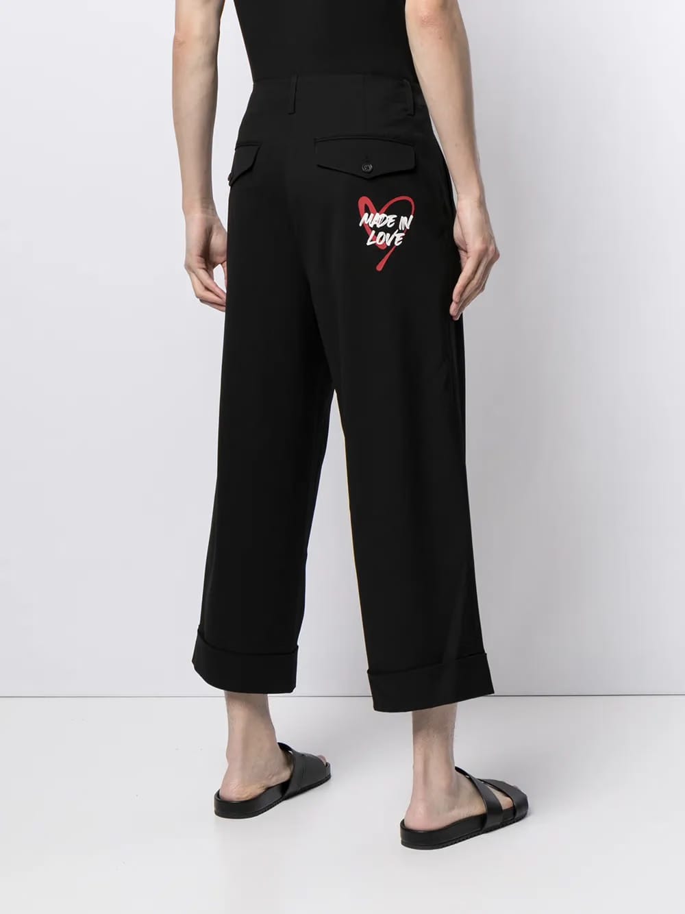 slogan print cropped trousers