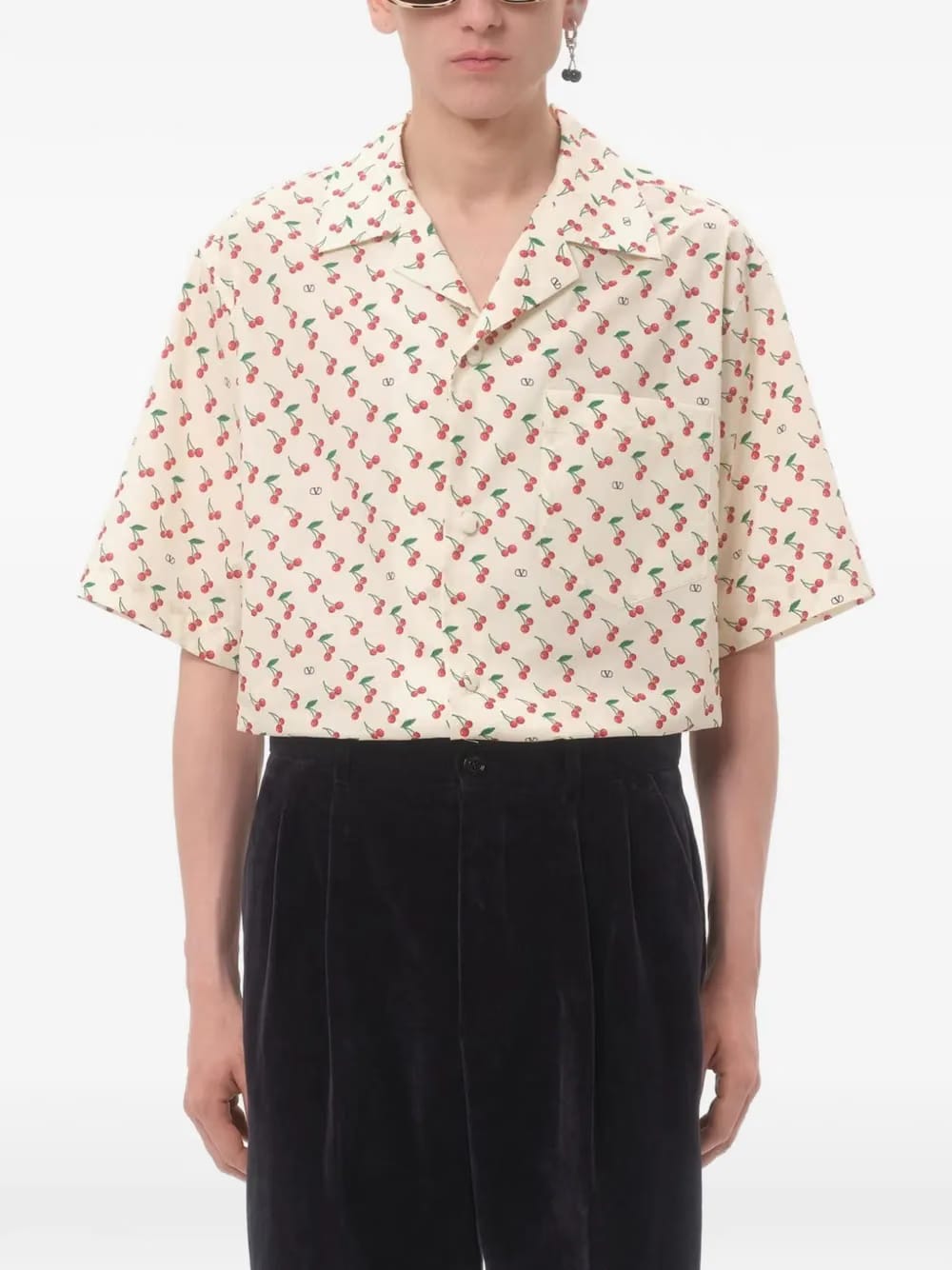 Cherryfic-print bowling shirt