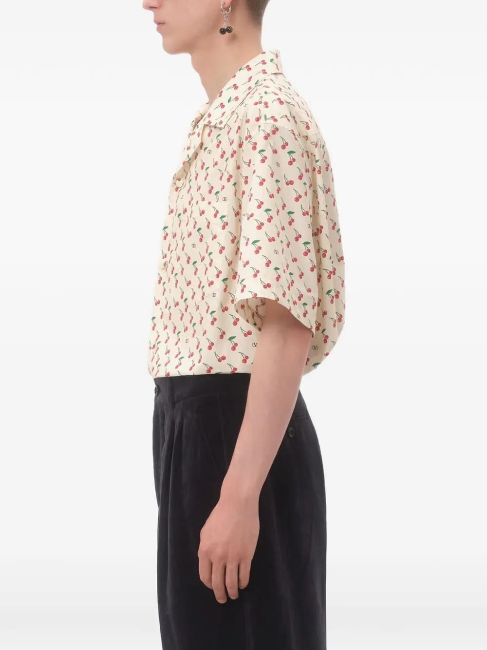 Cherryfic-print bowling shirt