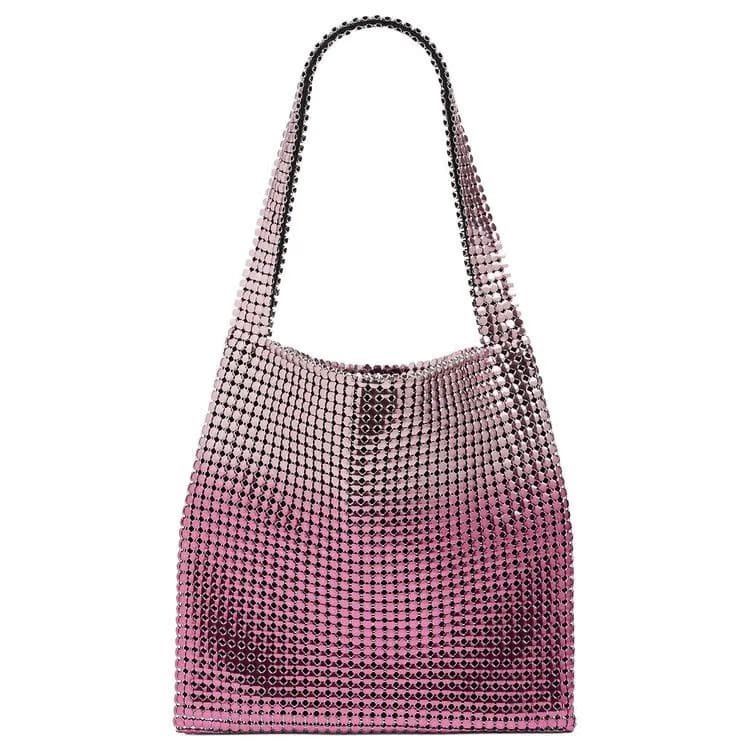Paco Rabanne Pixel Metallic Hobo Tote Bag Light Pink/Pink