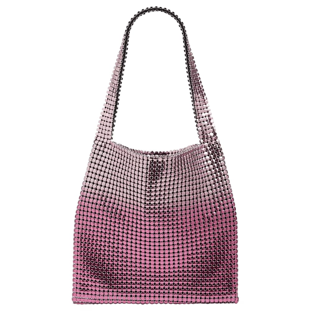 Paco Rabanne Pixel Metallic Hobo Tote Bag Light Pink/Pink