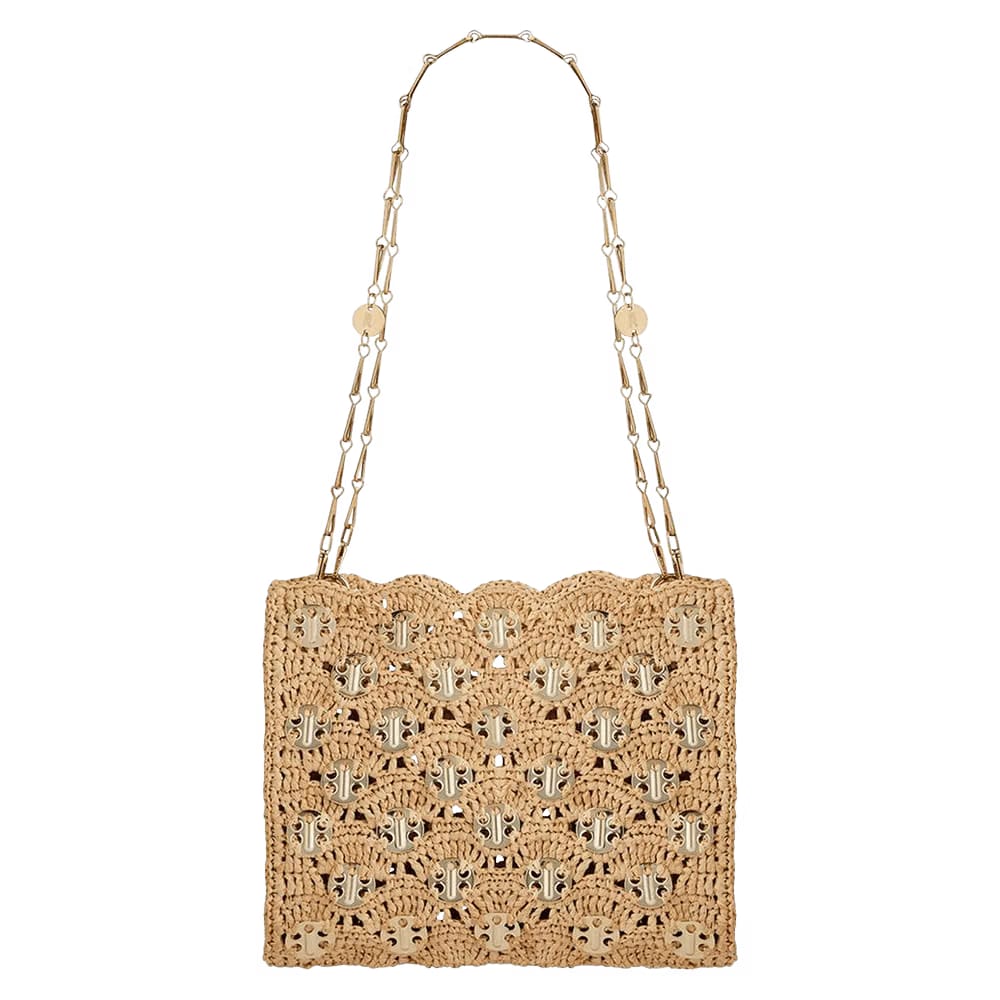 Paco Rabanne Iconic 1969 Raphia Wave Bag Natural/Light Gold