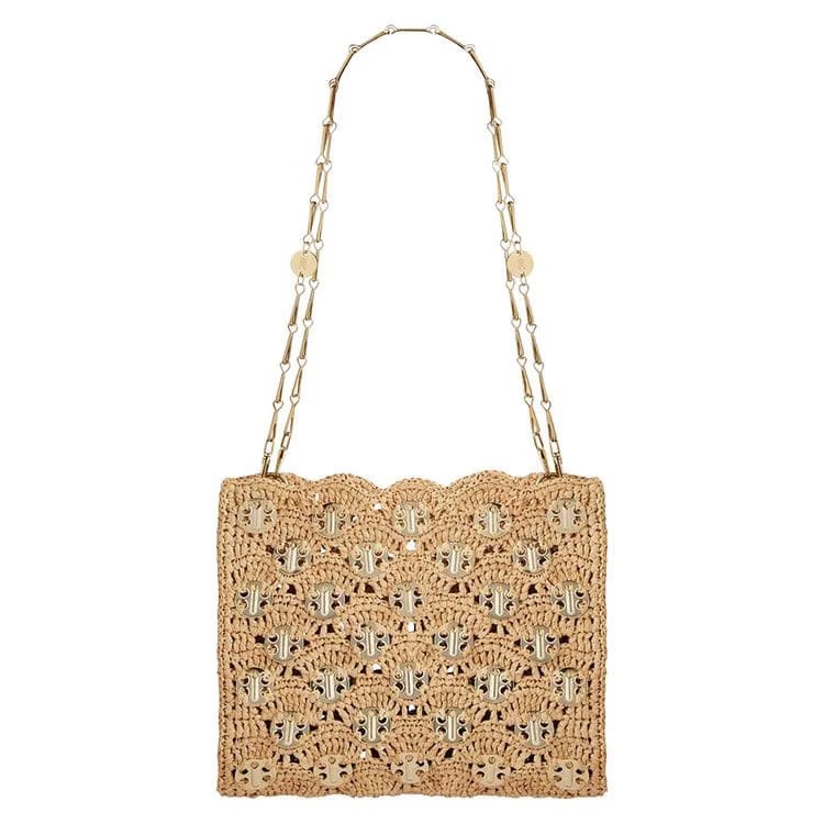 Paco Rabanne Iconic 1969 Raphia Wave Bag Natural/Light Gold