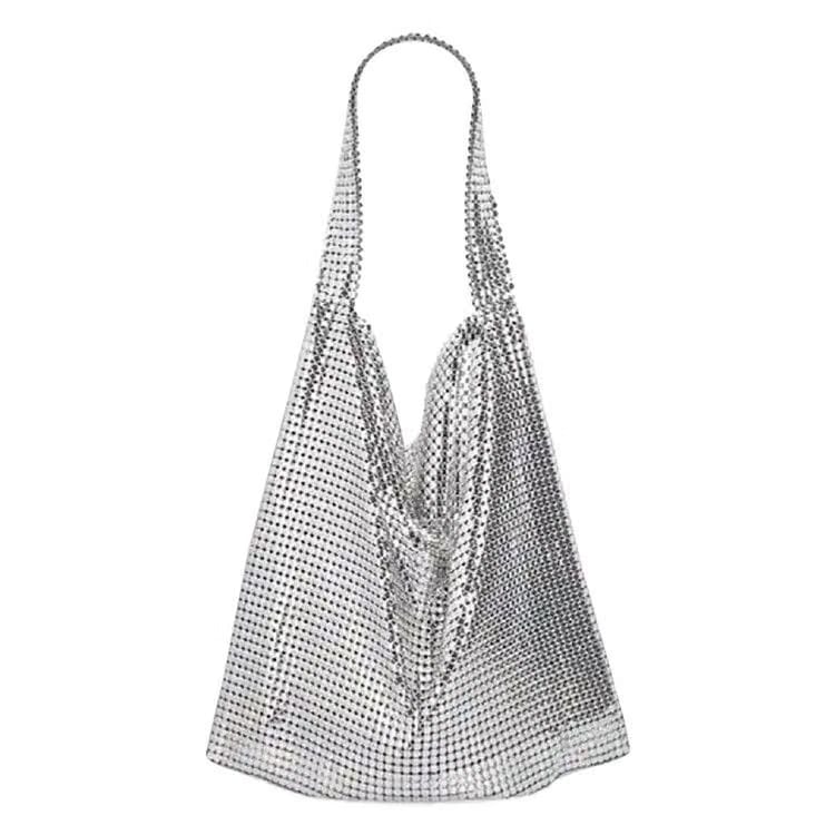 Paco Rabanne Pixel Metallic Tote Bag Silver