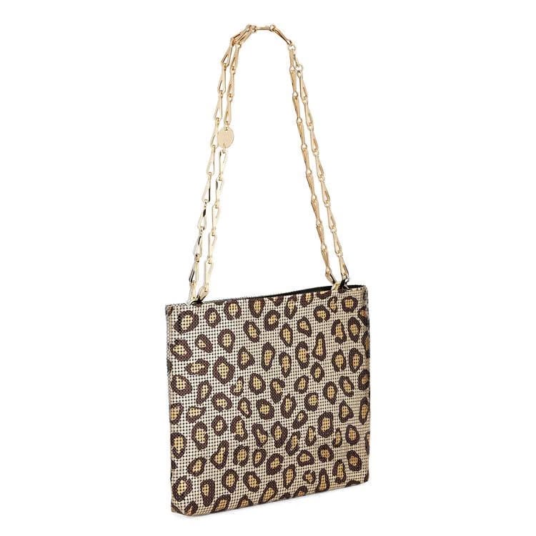 Paco Rabanne Pixel Printed Aluminum Bag Leopard Natural Movida