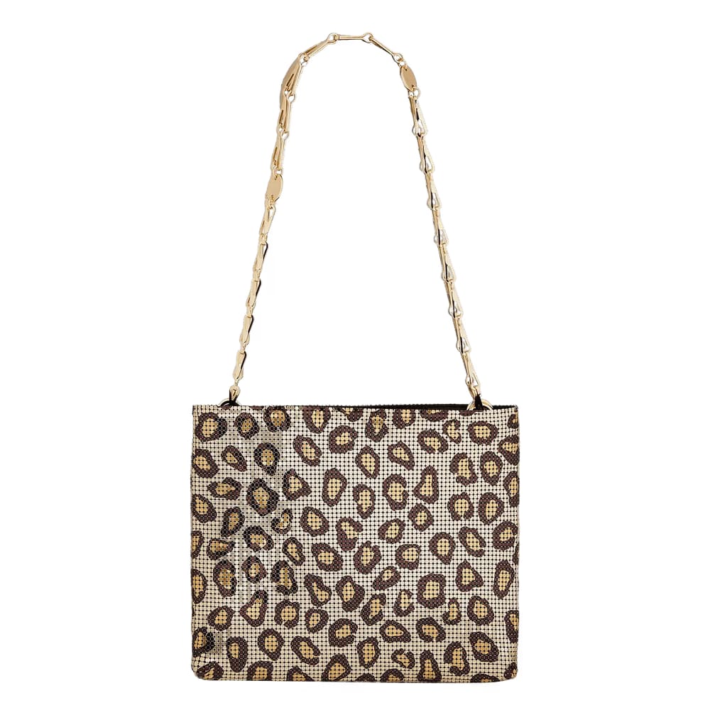 Paco Rabanne Pixel Printed Aluminum Bag Leopard Natural Movida