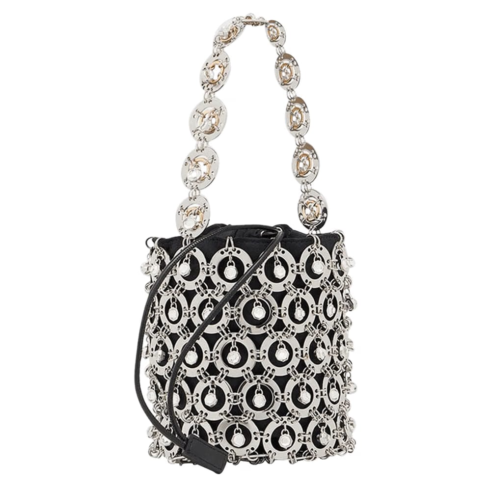 Paco Rabanne Sphere Embellished Bucket Top Handle Bag Silver