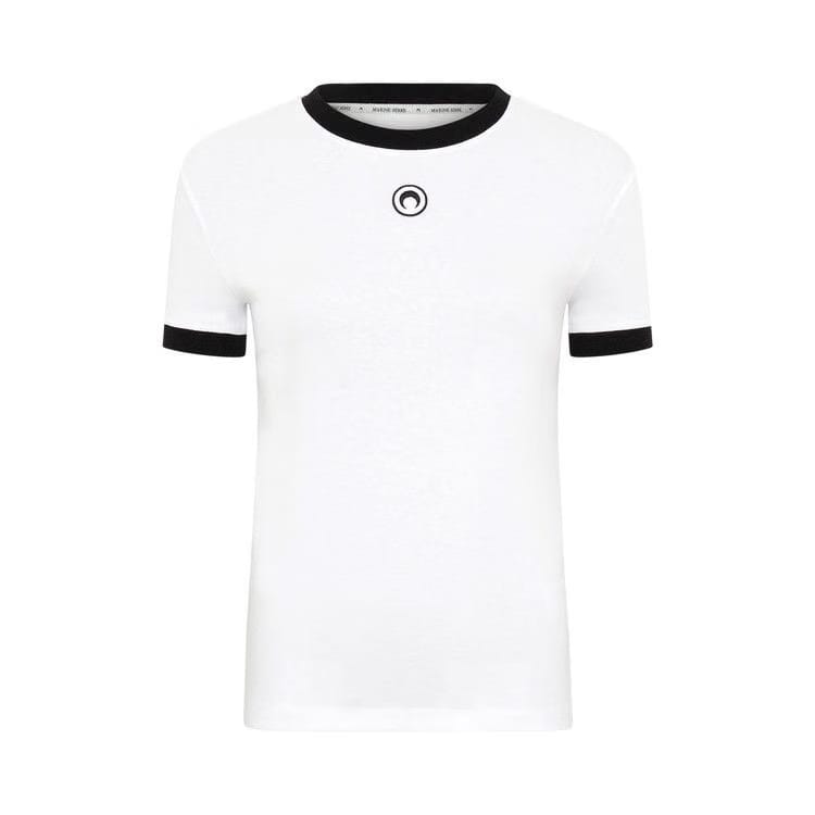Marine Serre Moon Logo Bicolor Jersey Baby Fit T-Shirt White/Black