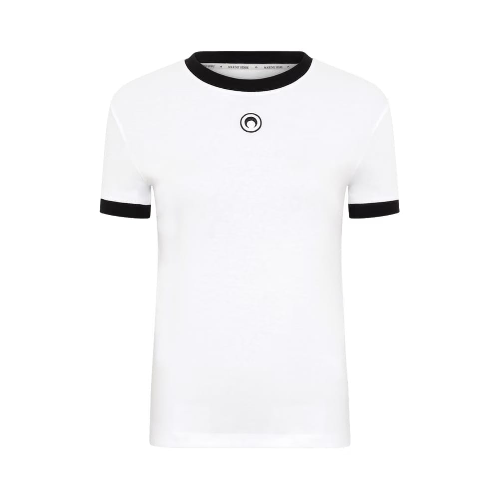 Marine Serre Moon Logo Bicolor Jersey Baby Fit T-Shirt White/Black
