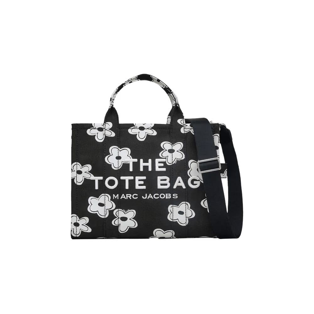 Marc Jacobs Daisy Canvas Medium Tote Bag Black/White