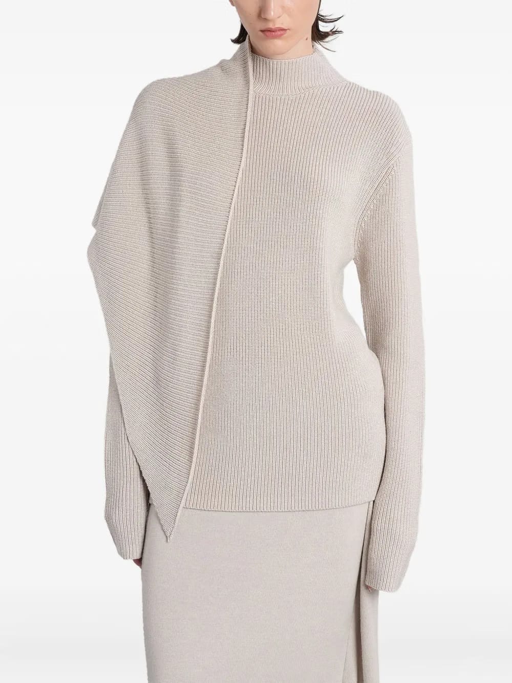 asymmetric ribbed knit sweater