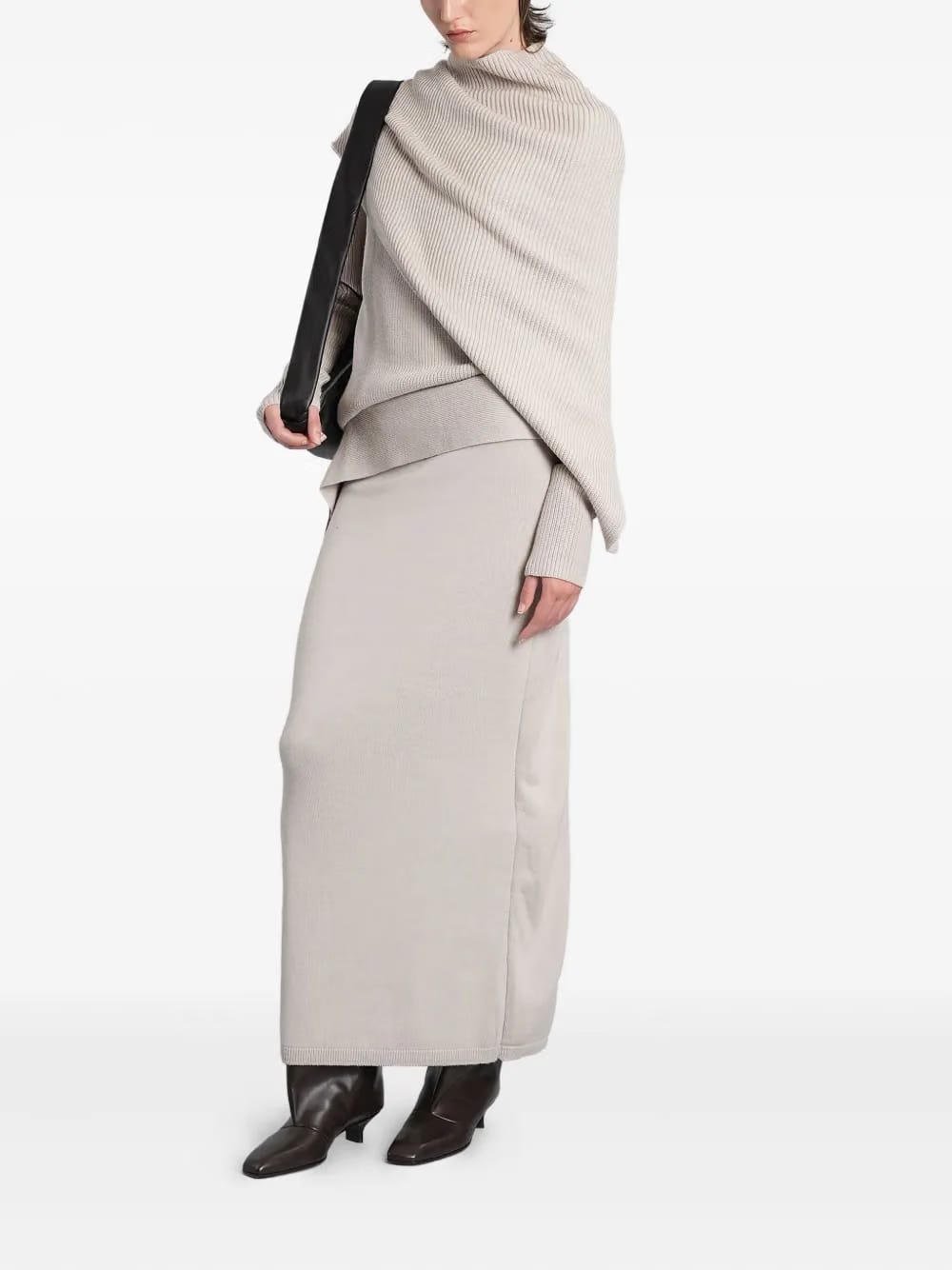asymmetric ribbed knit sweater
