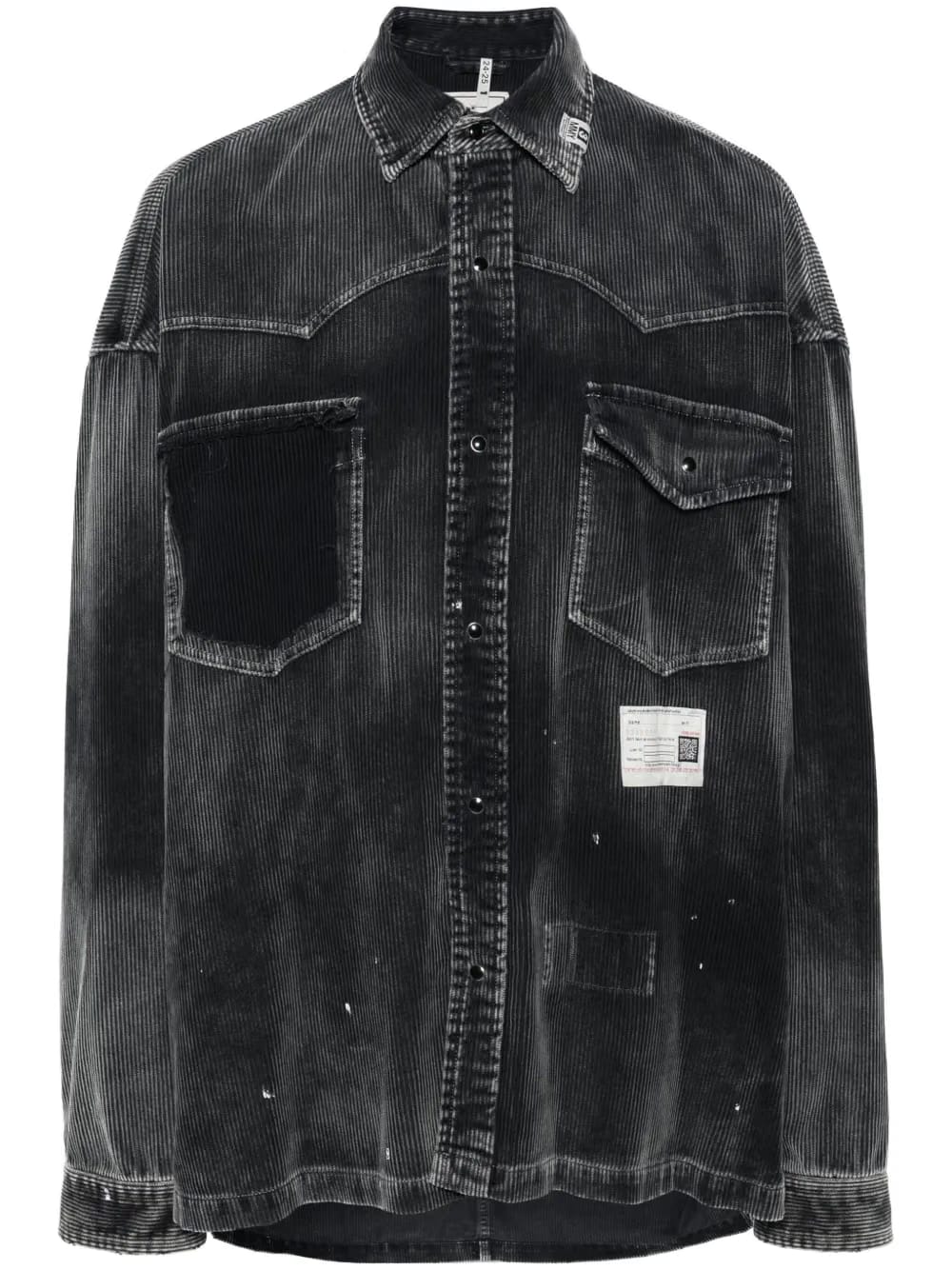 distressed-finish corduroy shirt