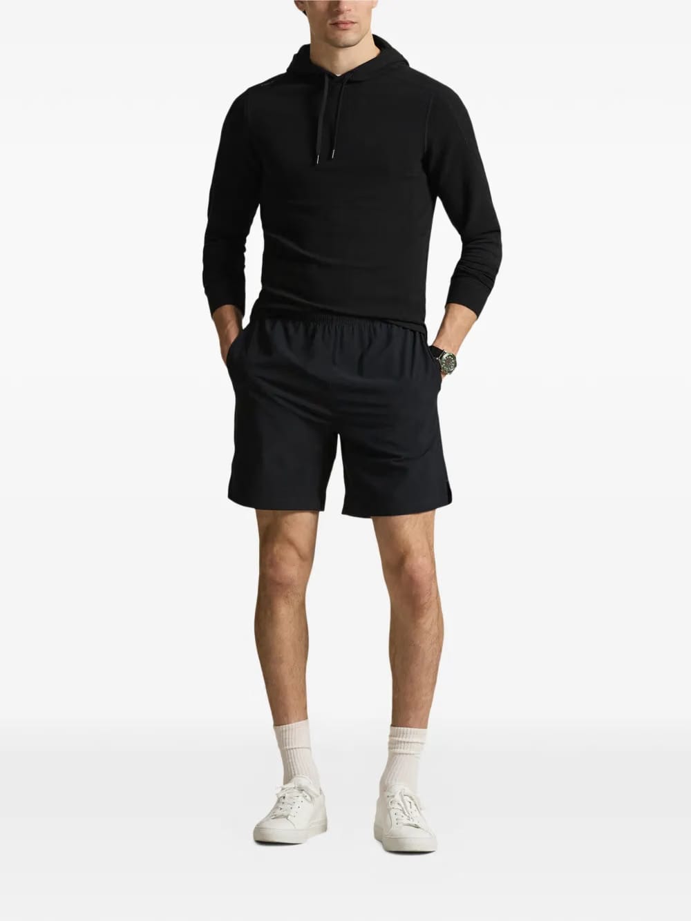 waffle-knit drawstring Hoodie