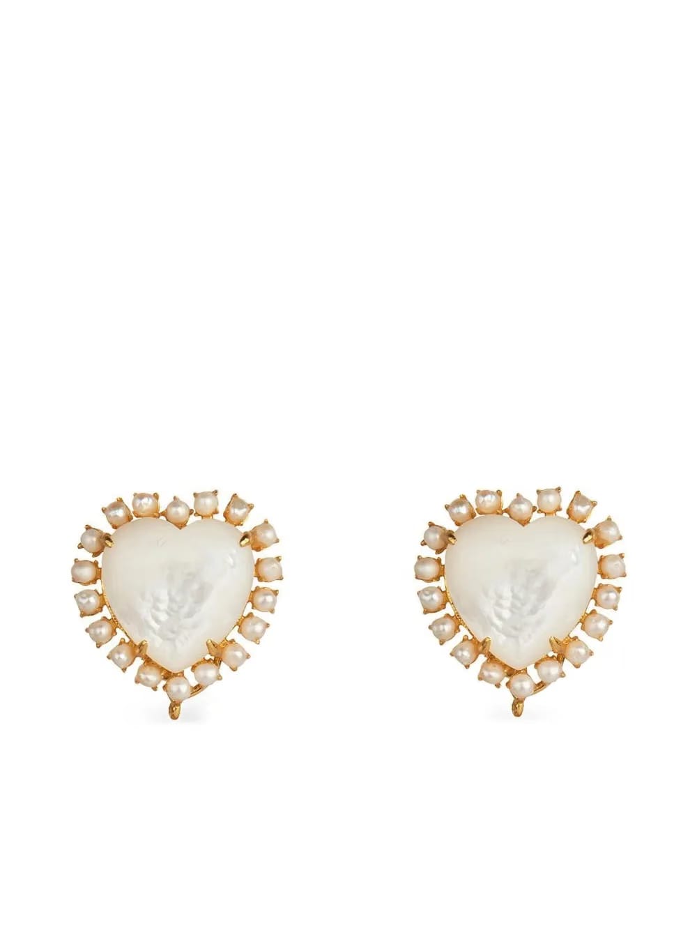 heart-motif pearl drop earrings