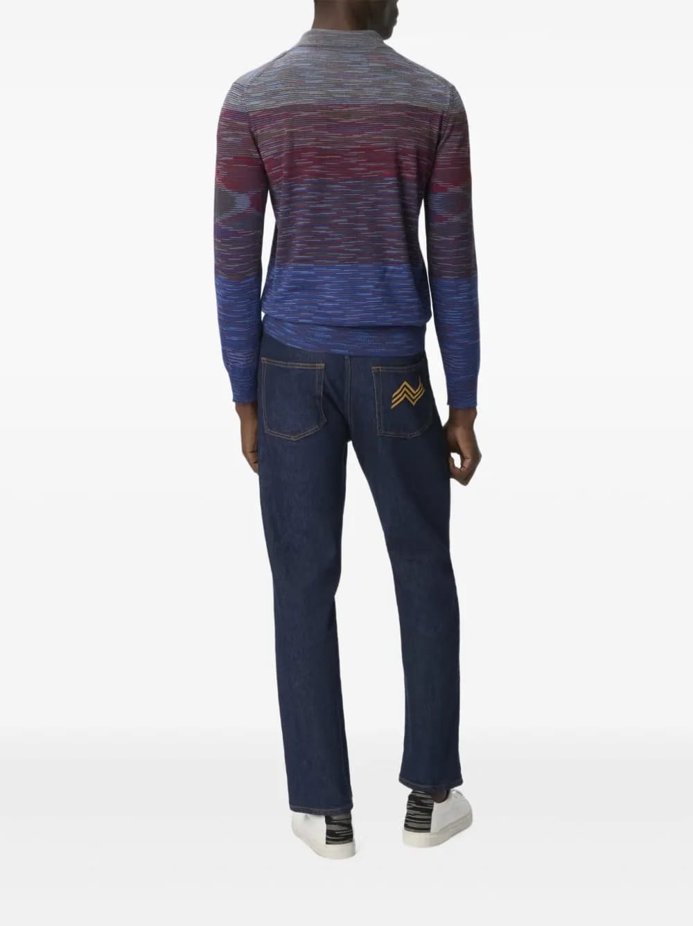 ombre-effect striped-pattern polo shirt