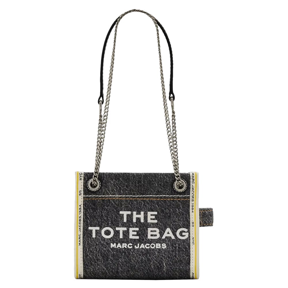 Marc Jacobs Denim Chain Crossbody Tote Bag Black Wash