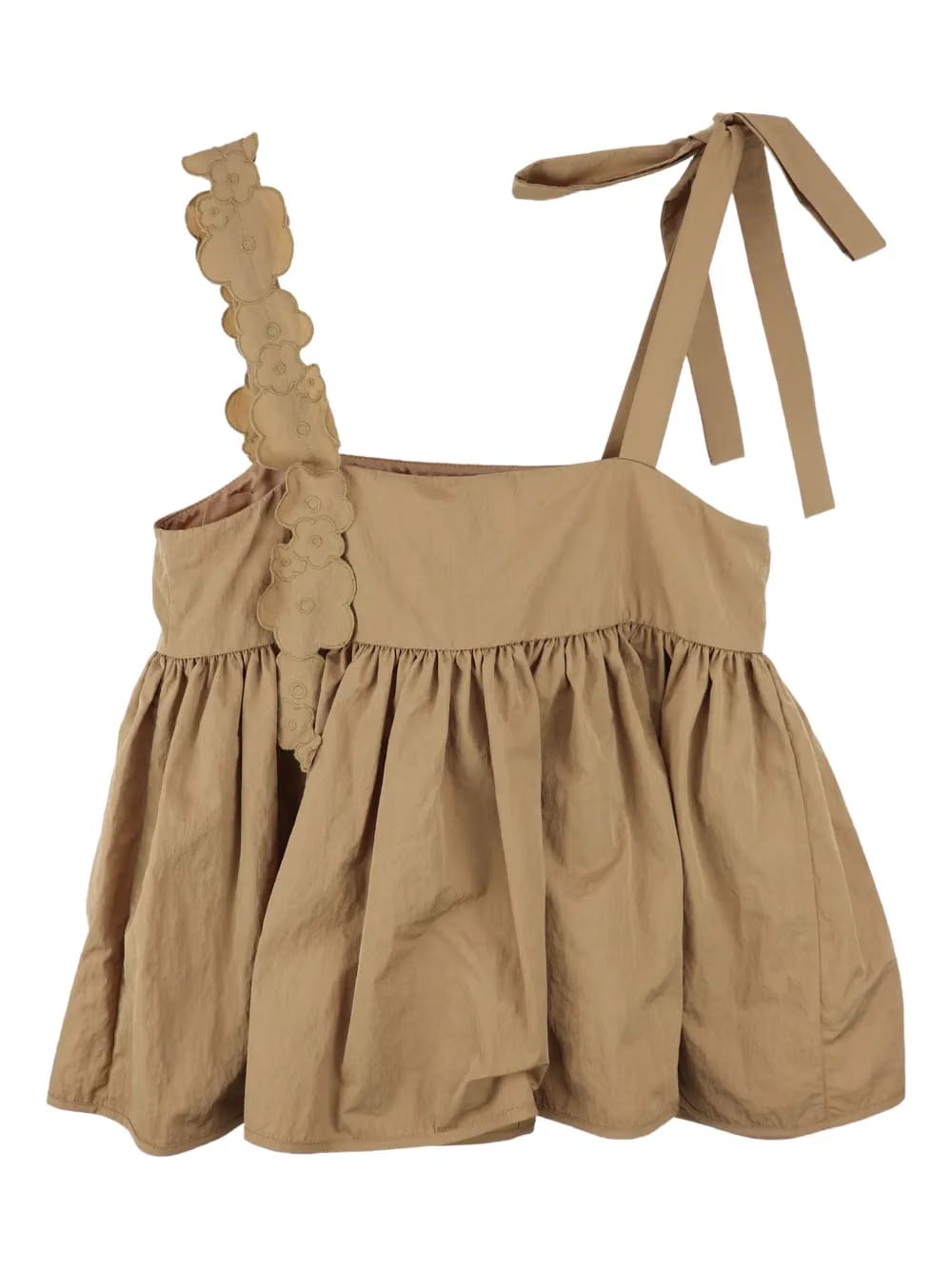 ruffled flower-embellished top