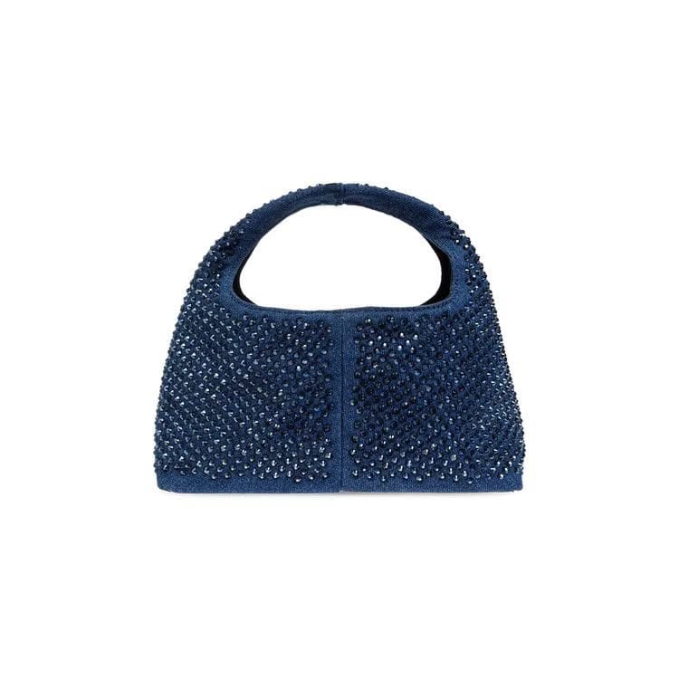 Marc Jacobs Crystal Denim Mini Sack Bag Dark Wash