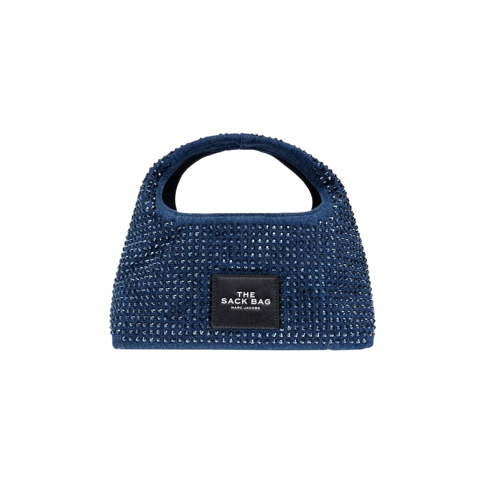 Marc Jacobs Crystal Denim Mini Sack Bag Dark Wash