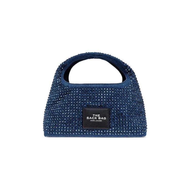 Marc Jacobs Crystal Denim Mini Sack Bag Dark Wash