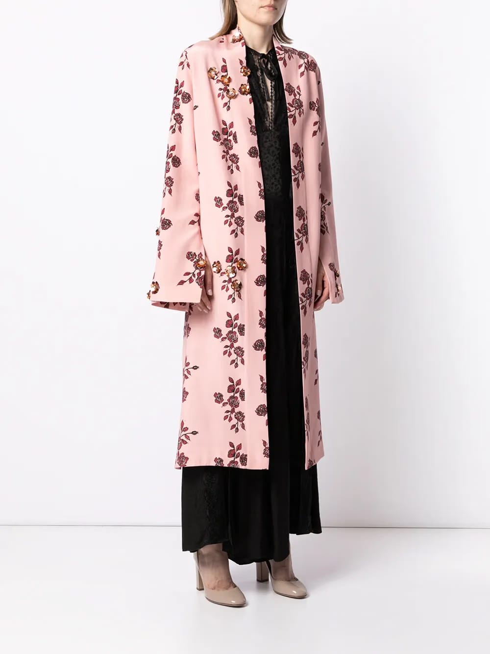 St Peters floral-print silk robe