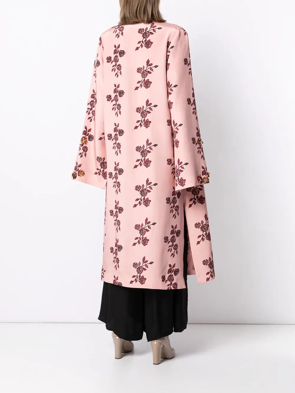 St Peters floral-print silk robe