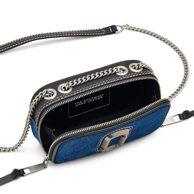 Marc Jacobs Denim Chain Snapshot Crossbody Bag Dark Wash