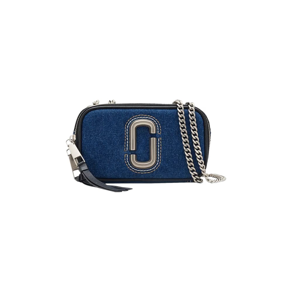 Marc Jacobs Denim Chain Snapshot Crossbody Bag Dark Wash