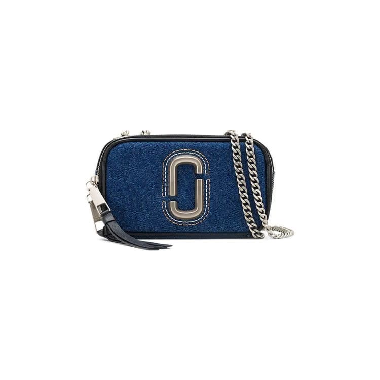 Marc Jacobs Denim Chain Snapshot Crossbody Bag Dark Wash