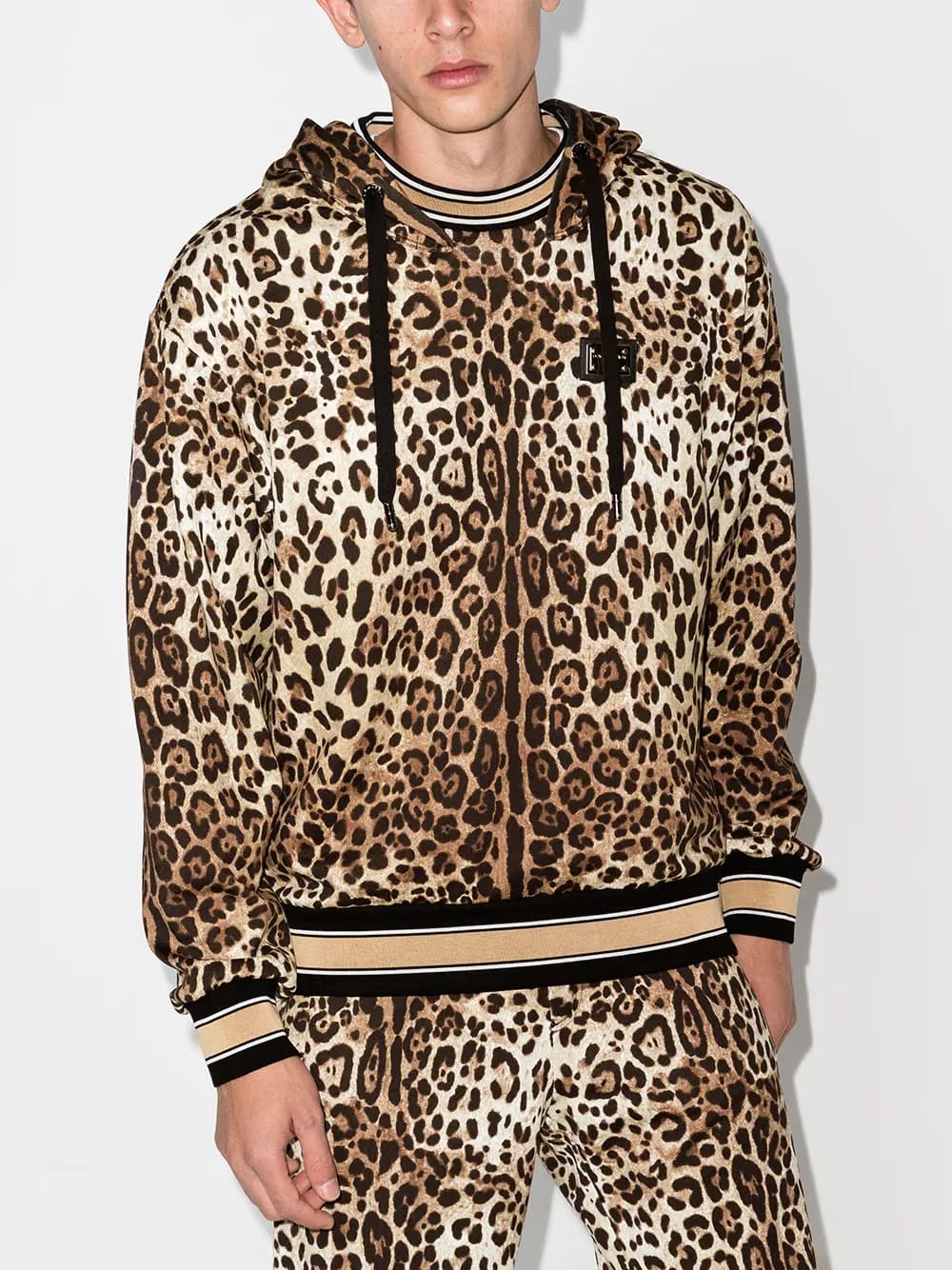 leopard print cotton Hoodie