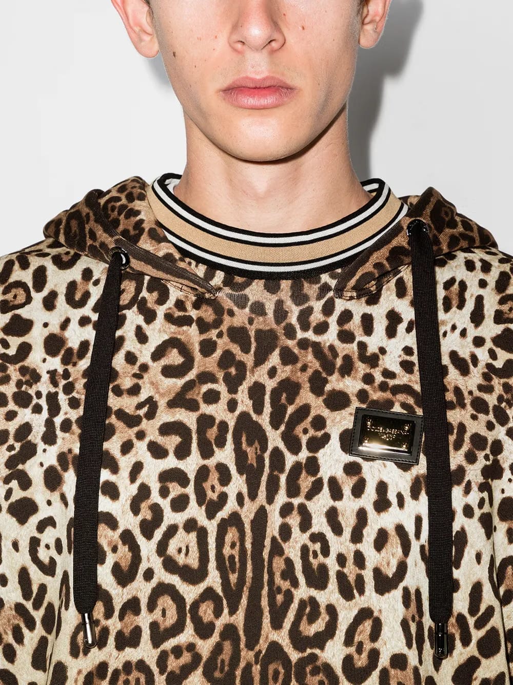 leopard print cotton Hoodie
